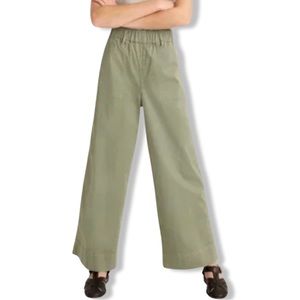 J. CREW Pull On Wide Leg Chino Pant Olive Green Sage Size Medium